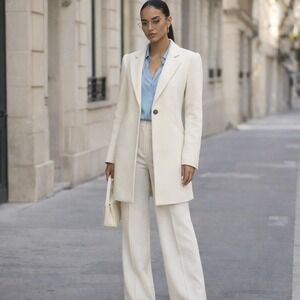 Alegra-K Women's Classic Cream Single Breast Mid Length Overcoat Peacoat S